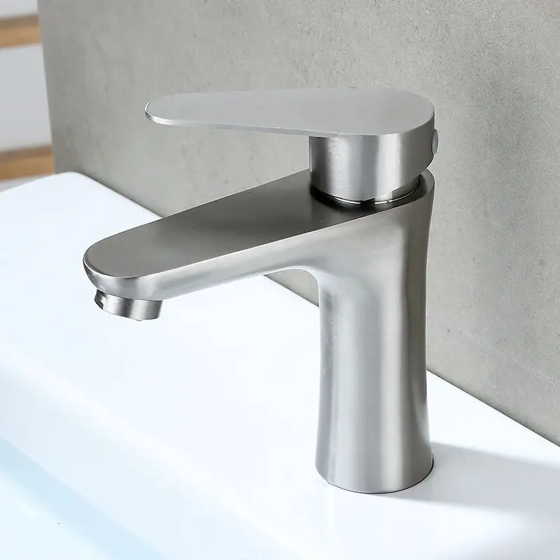 

304 stainless steel single cold washbasin faucet bathroom wiredrawing washbasin washbasin basin single cold small pretty waist f