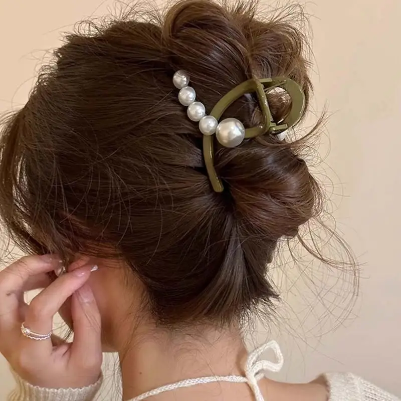 Elegant Hair Clip for Women Fashion Hairpin French Cross Pearl Hair Claw Clips Korean Style Hair Accessories Simple Headdress