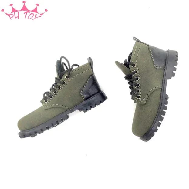 Dark Green 1/6 Scale Canvas Fashion Men's Shoes Model Low Top Martin Boots for 12in Action Figure Doll Toys Collection