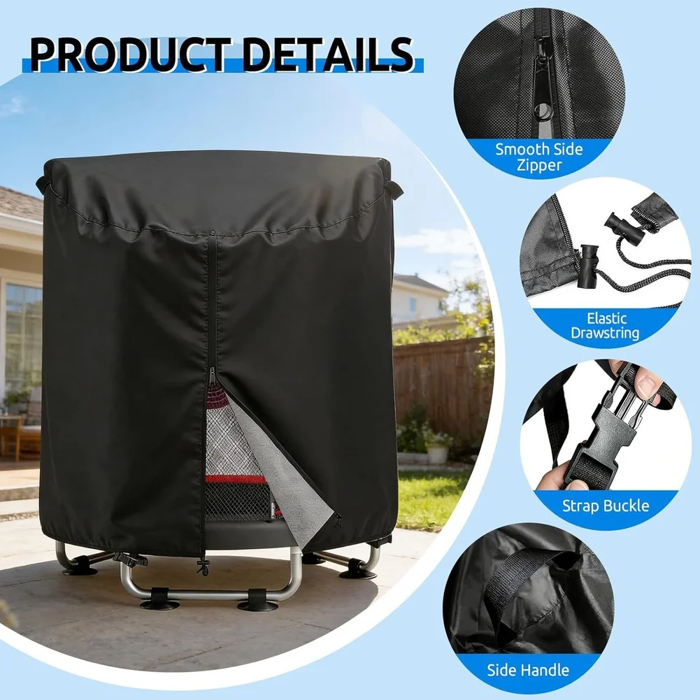 For Outdoor Rebounder Protection 420D Oxford Bounce Cover For Rainy Season Protection Strap Buckle Fixation Smooth Side Zipper