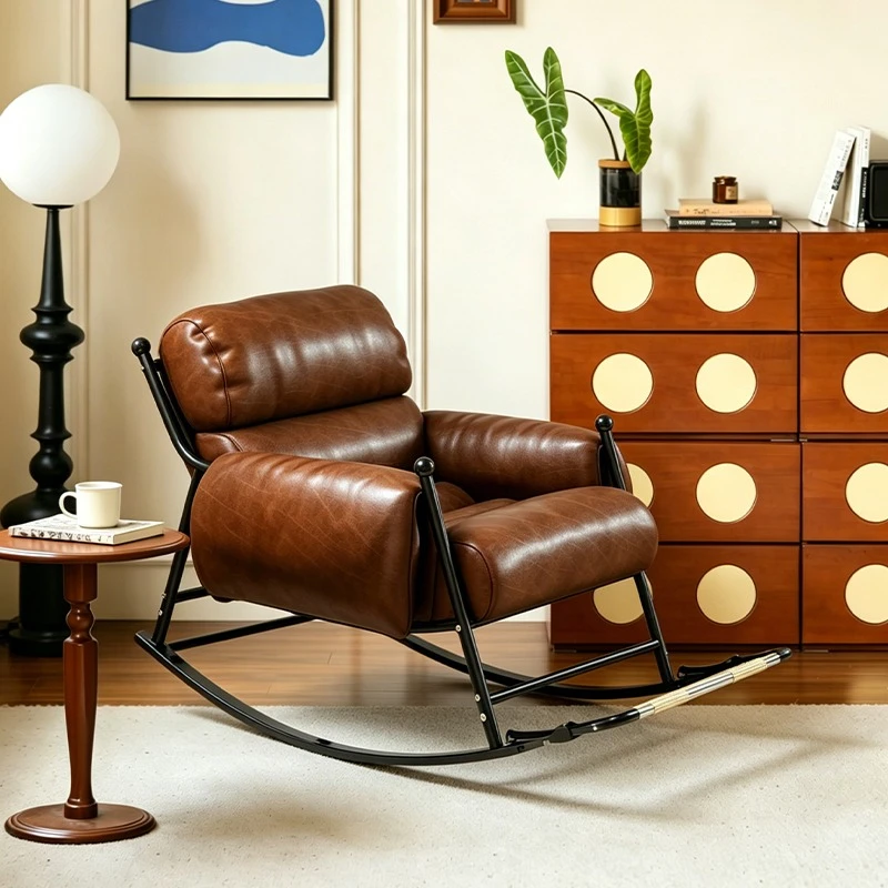 Medieval light luxury rocking chair household single sofa chair living room leisure recliner Internet