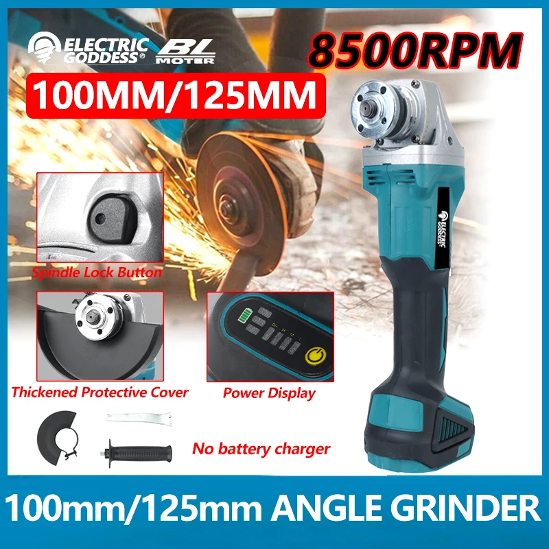 

Electric Goddess 125/100mm DGA404 variable speed brushless electric Angle grinder Woodworking power tools For Makita 18V Battery