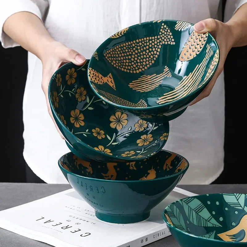 

Japanese Ramen Bowl Household Soup Salad Ceramic Tableware Instant Noodle