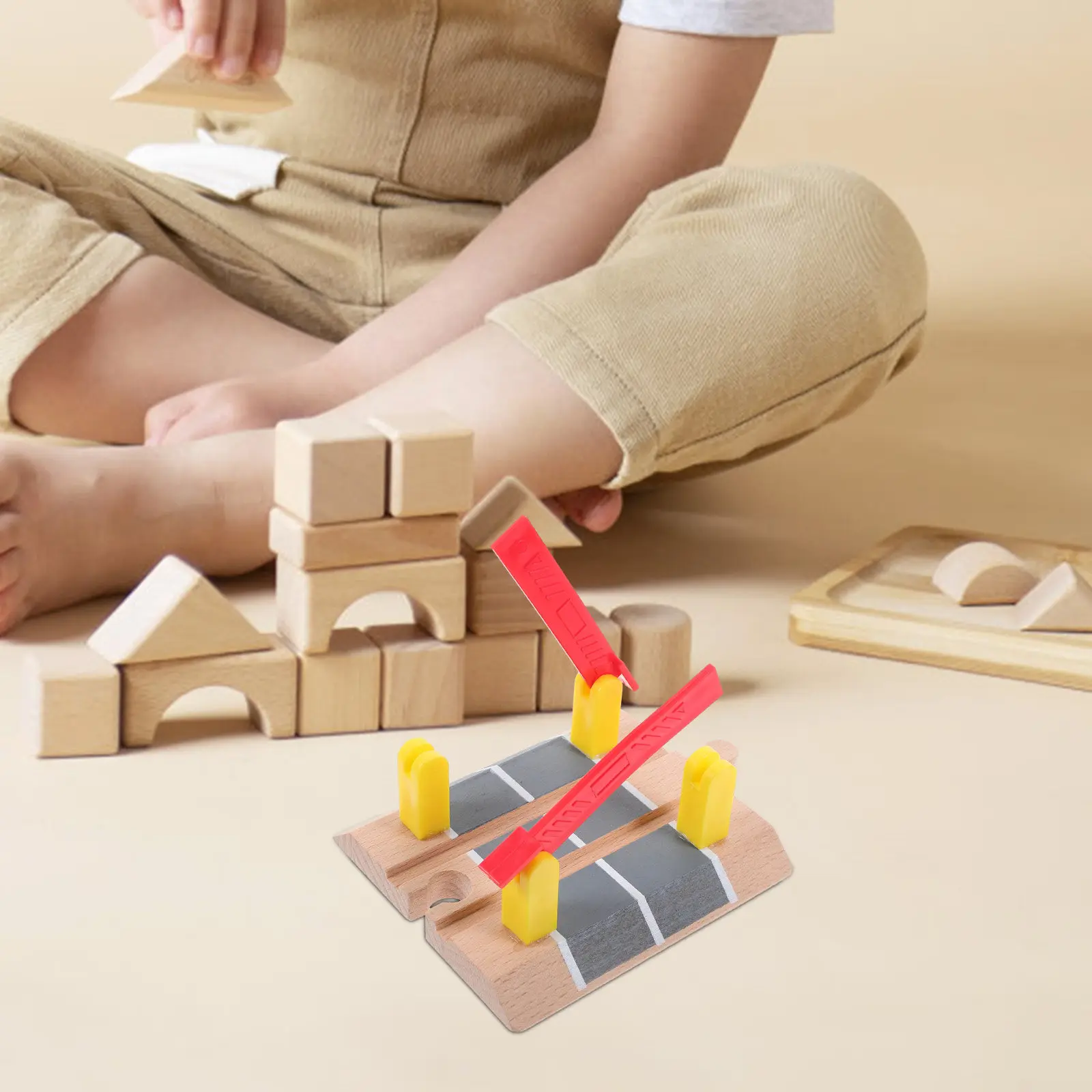 Wooden Train Track Railing Barrier Railway Road Block Decorative Plaything DIY Fun Train Accessory Improves Motor Skills