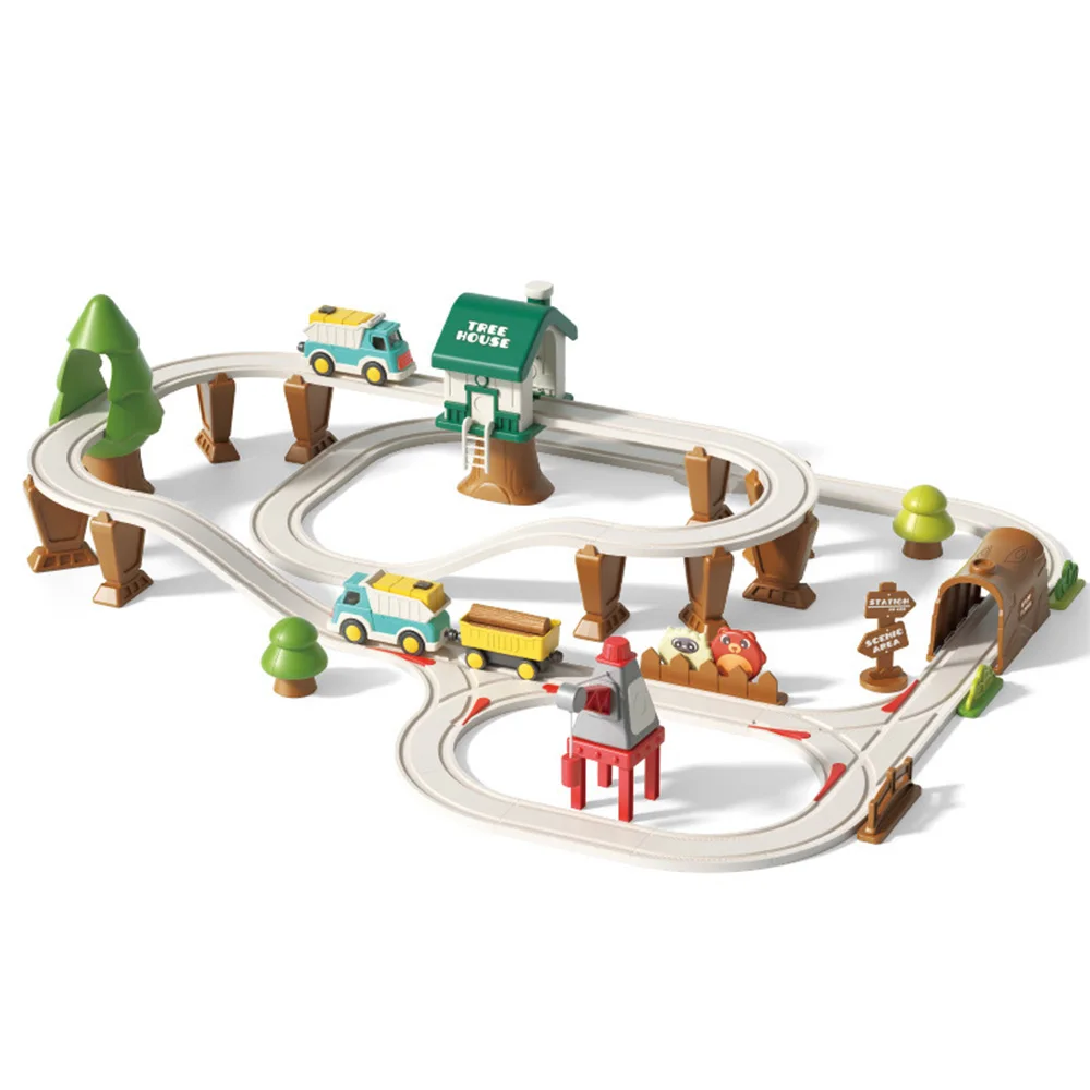 

Children’s Electric Train Set Magnetic Track Toy Circular Railway with Die-Cast Car, DIY Assembly Educational Toy Gift for Kids