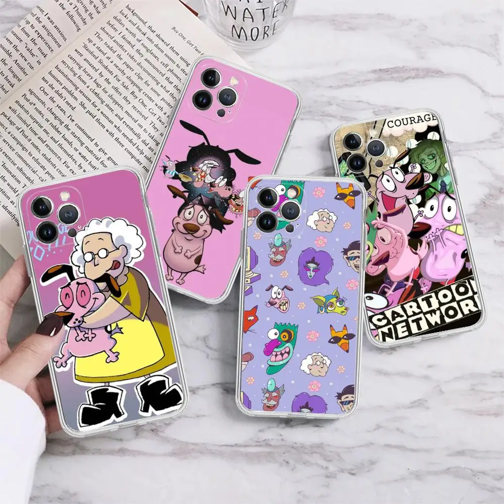 Courage C-Cowardly Dog Phone Case For iPhone 15 14 13 12 Mini 11 Pro XS Max X XR SE 6 7 8 Plus Soft Silicone Cover