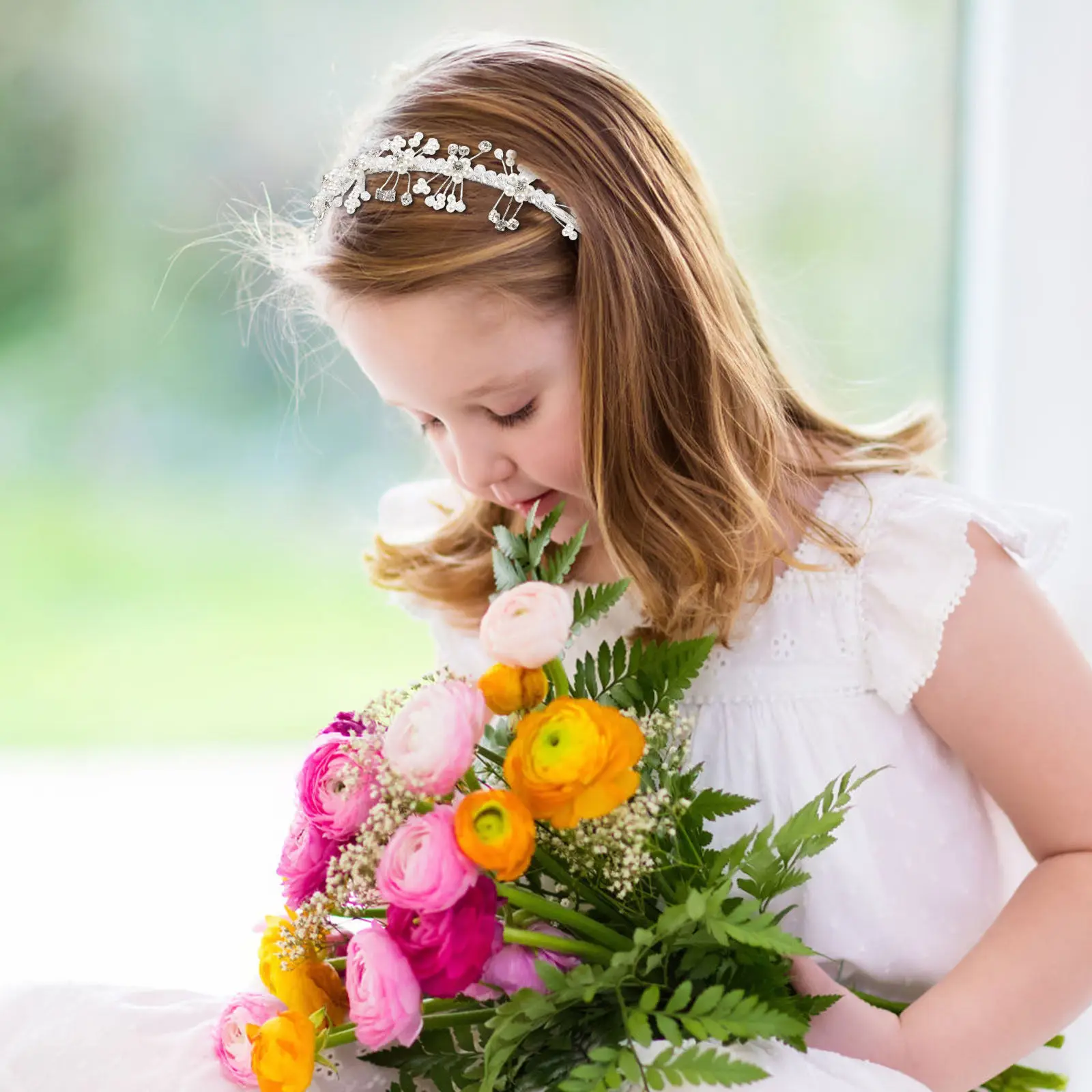 

Белая свадебная повязка для волос с жемчугом, детская повязка на голову, изысканное украшение для девочек, повязка для волос на вечеринку или фестиваль