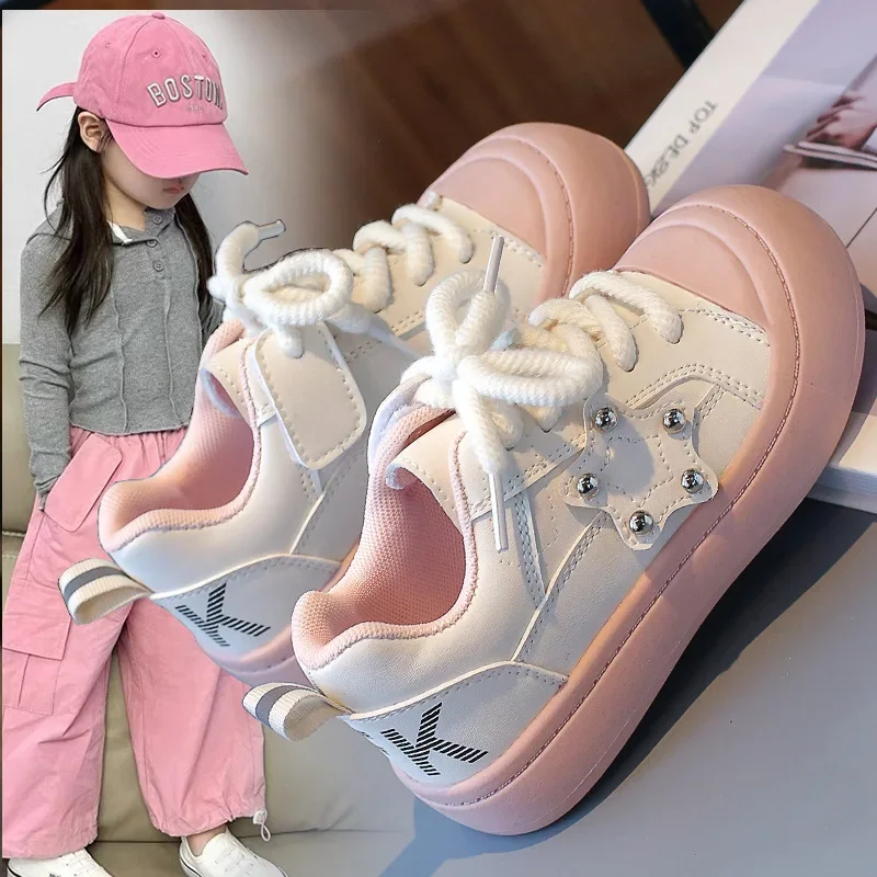 

Children Loafers Fur Increas Height Korean Shoes Kids Clogs Platform Casual Female Sneakers 2025 Spring Shoes for Girls