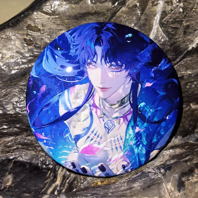 Anime Rafayel Love and deepspace 7.5CM Cartoon Mermaid Round Badge Pin Brooch Button Pendant Cosplay Collection