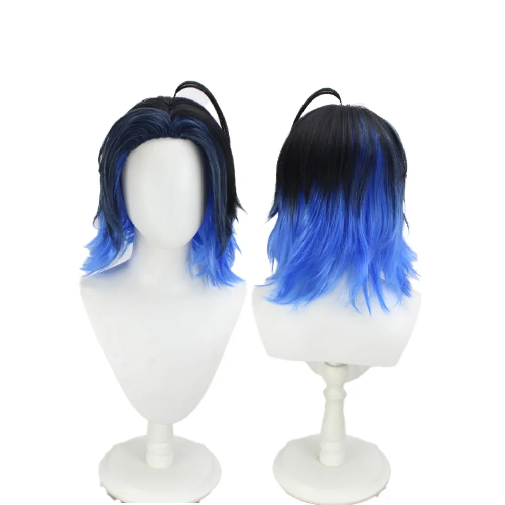 

Arknights Lumen Jordie Cosplay Wig Blue Flipped Spiky Hair for Role-play