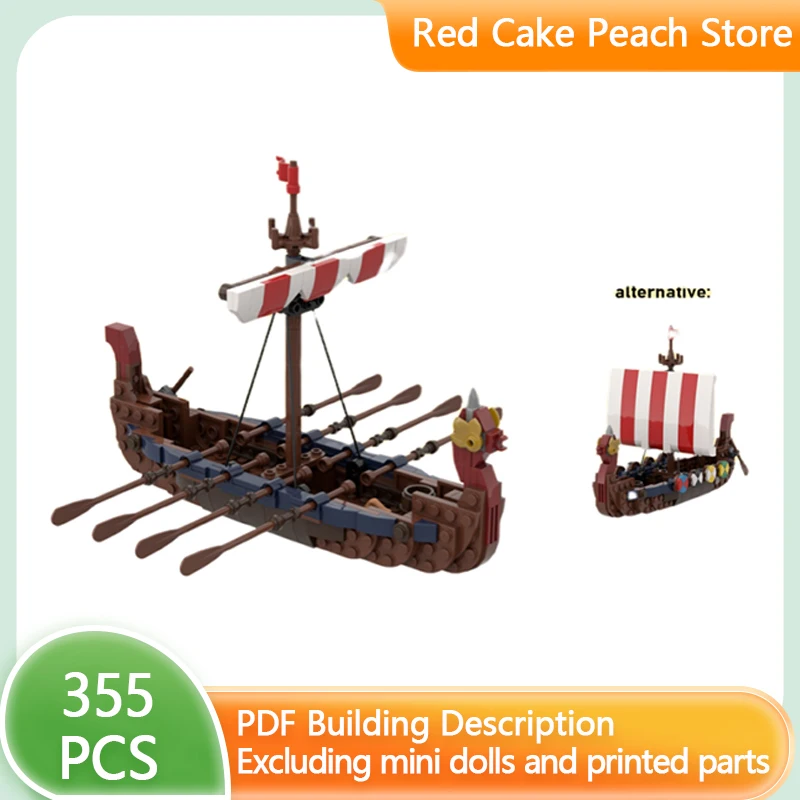 Medieval Boats Model MOC Building Bricks Viking World Ship Modular Technology Gifts Holiday Assemble Children Toys Suit