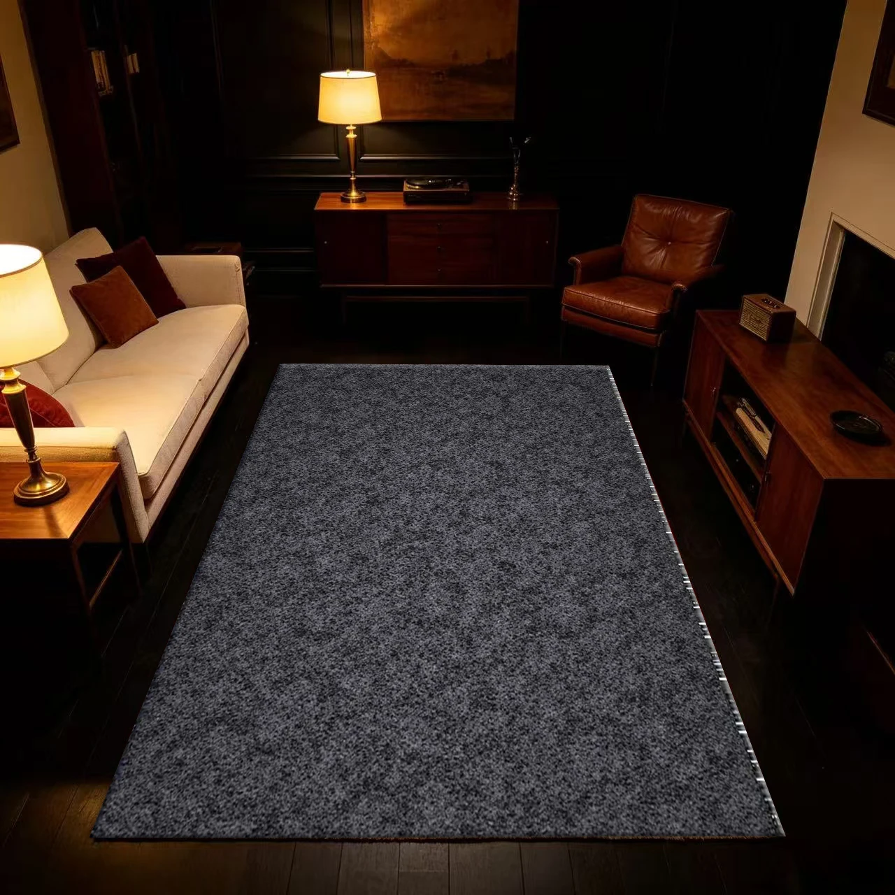 Dark Grey Granular Solid Texture Carpet Flooring Anti-Slip Simple Floor Rug For Indoor Living Room Bedroom Home Decor
