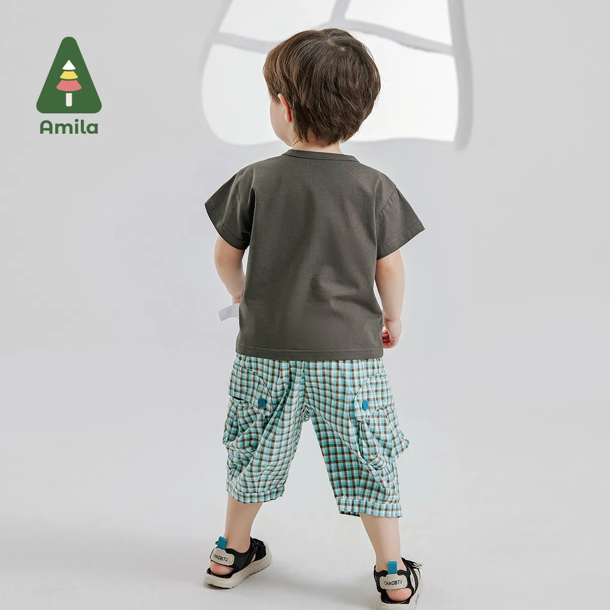 Amila 2024 Summer New Children\'s Short-Sleeved Boys and Girls Cartoon Printed Stylish Breathable Skin-Friendly Cotton Top