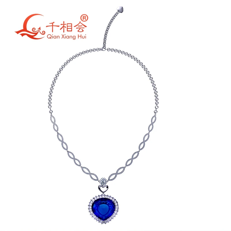 Titanic Heart of Ocean Love Forever Pendant Luxury Blue Crystal Wedding Necklace for Women Fashion Jewelry Party Accessory