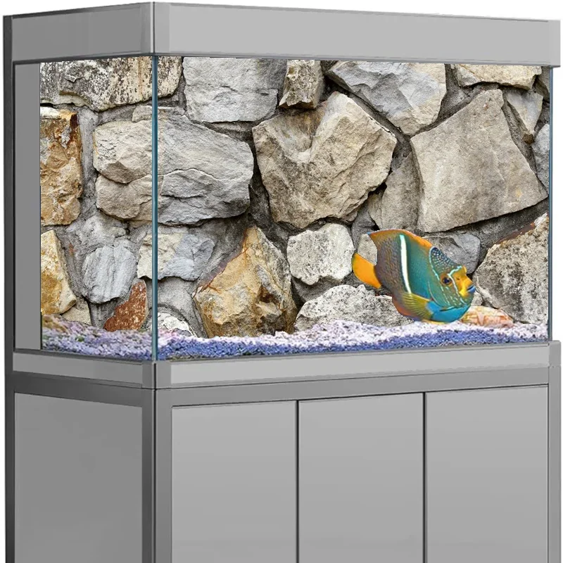 Hd Rock Steen Zelfklevende Aquarium Achtergrond Achtergrond 1Roll 3d Effect Zwart Steen Aquarium Achtergrond
