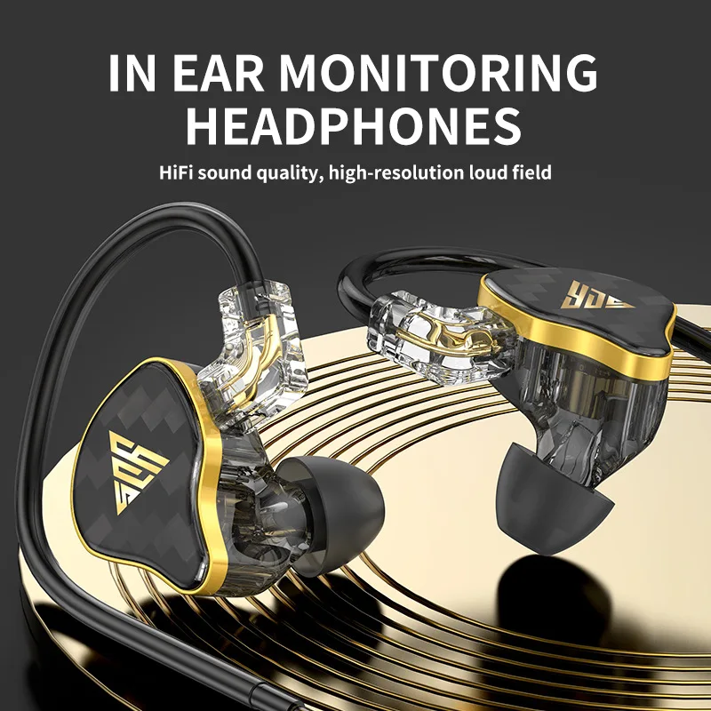 

HKSN YJS-820 In Ear Hybrid Drive Metal Earphones HIFI Bass Headset Monitor Earbuds Sport Noise Cancelling Headphone