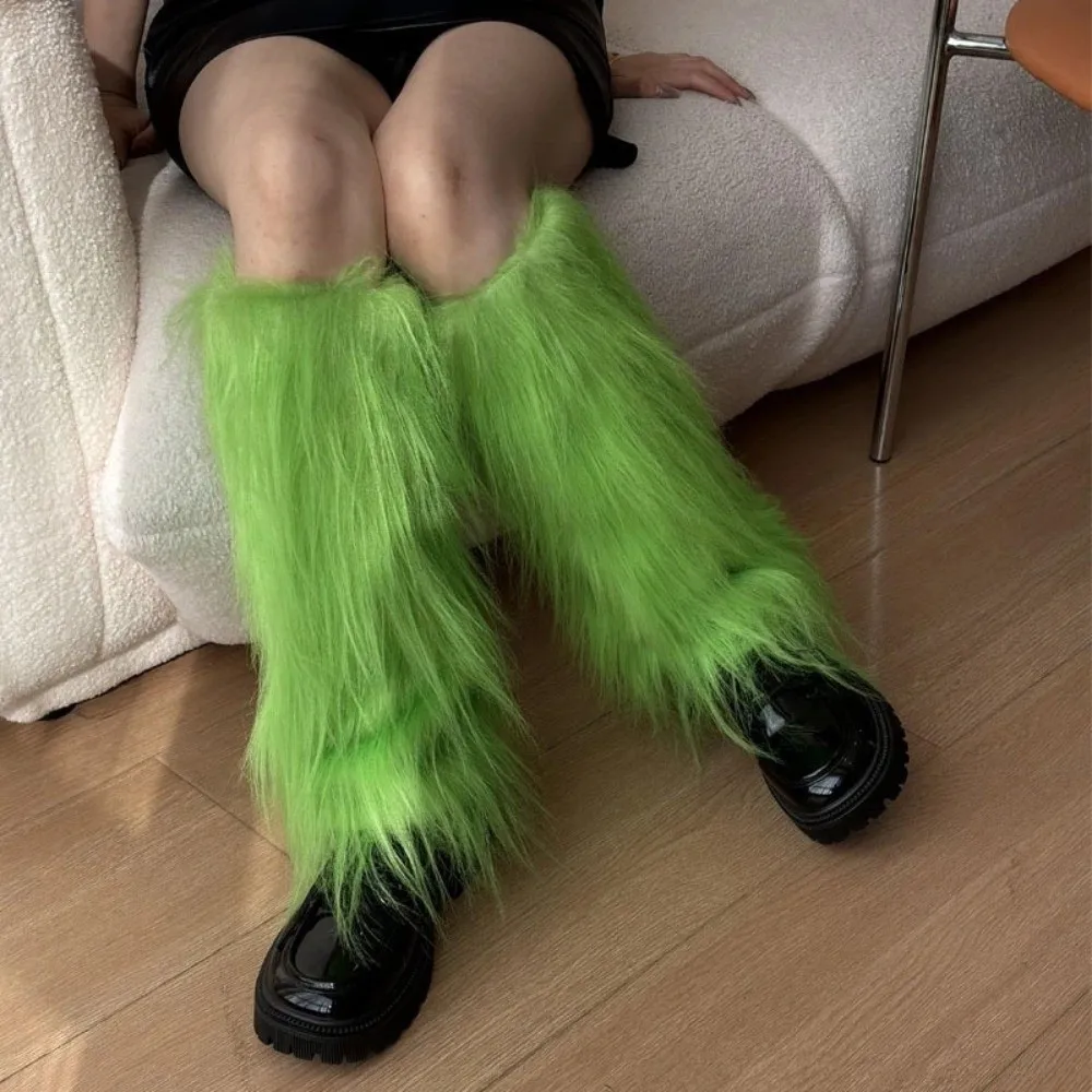 

Fashion Faux Fur Furry Leg Warmers Japanese Style 40cm Long Tube Sock Y2K Kawaii Lolita Boots Cover Women