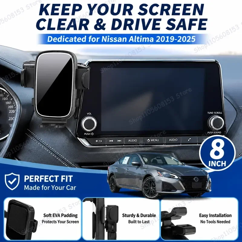 For Nissan Altima L34 2019 2020 2021 2022 2023 2024 2025 Car Phone Holder Clip Mount for 8 inch 7 inch Smartphone Stable No