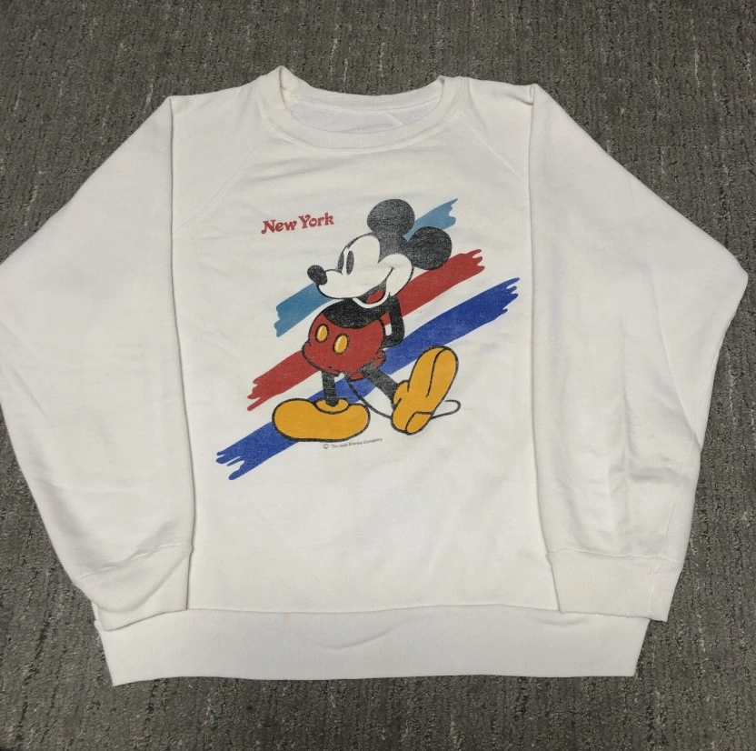 공식 디즈니 캐릭터 프린트 편안한 면 소재 가을 겨울 플리스 라운드넥 후드티 여성 및 커플용