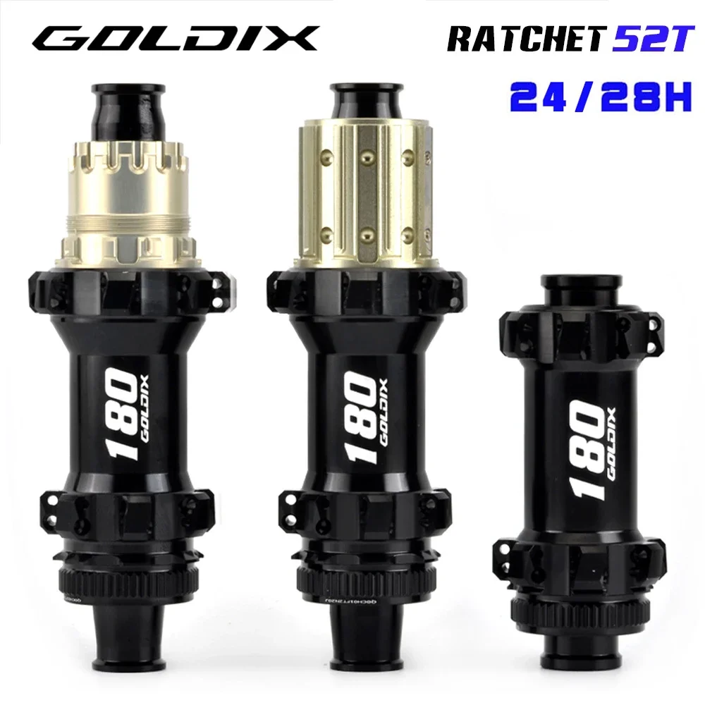 GOLDIX R180 Road Bike Disc Brake Hub Straightpull 24/28 Hole XDR HG Ultralight 52T Ratchet Lock Center Thru Axle for SHIMANO