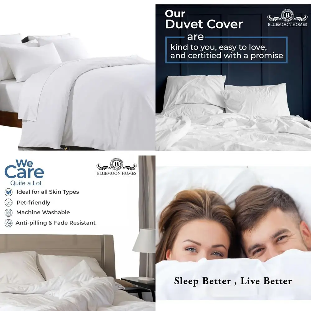 

1000 Thread Count 100% Egyptian Cotton Duvet Cover Queen Size Cotton White Long Staple Quilt Full Size Silky Soft, Breathable Wi
