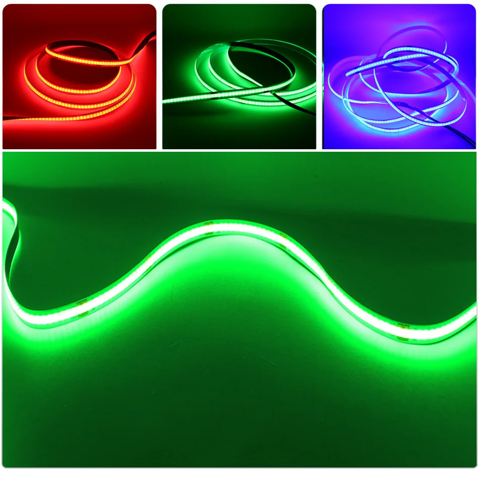 DC12V 24V COB LED Strip light 320LEDs/m 8mm High Density Flexible FOB Tape RA90 white Red Green Blue Yellow for House Decor