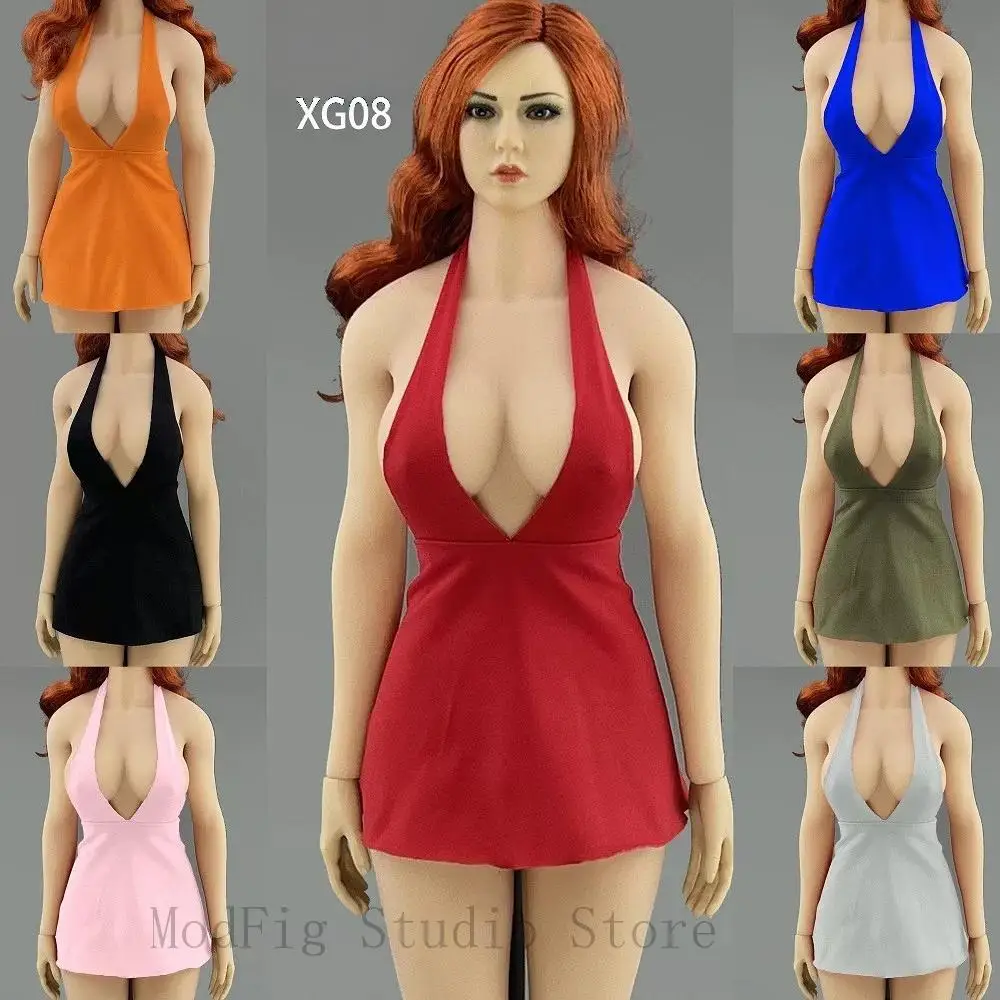 XRF XG08 1/6 Scale Female Deep V-neck Dress Clothing Model Accessories Fit 12'' Solider Action Figure Model