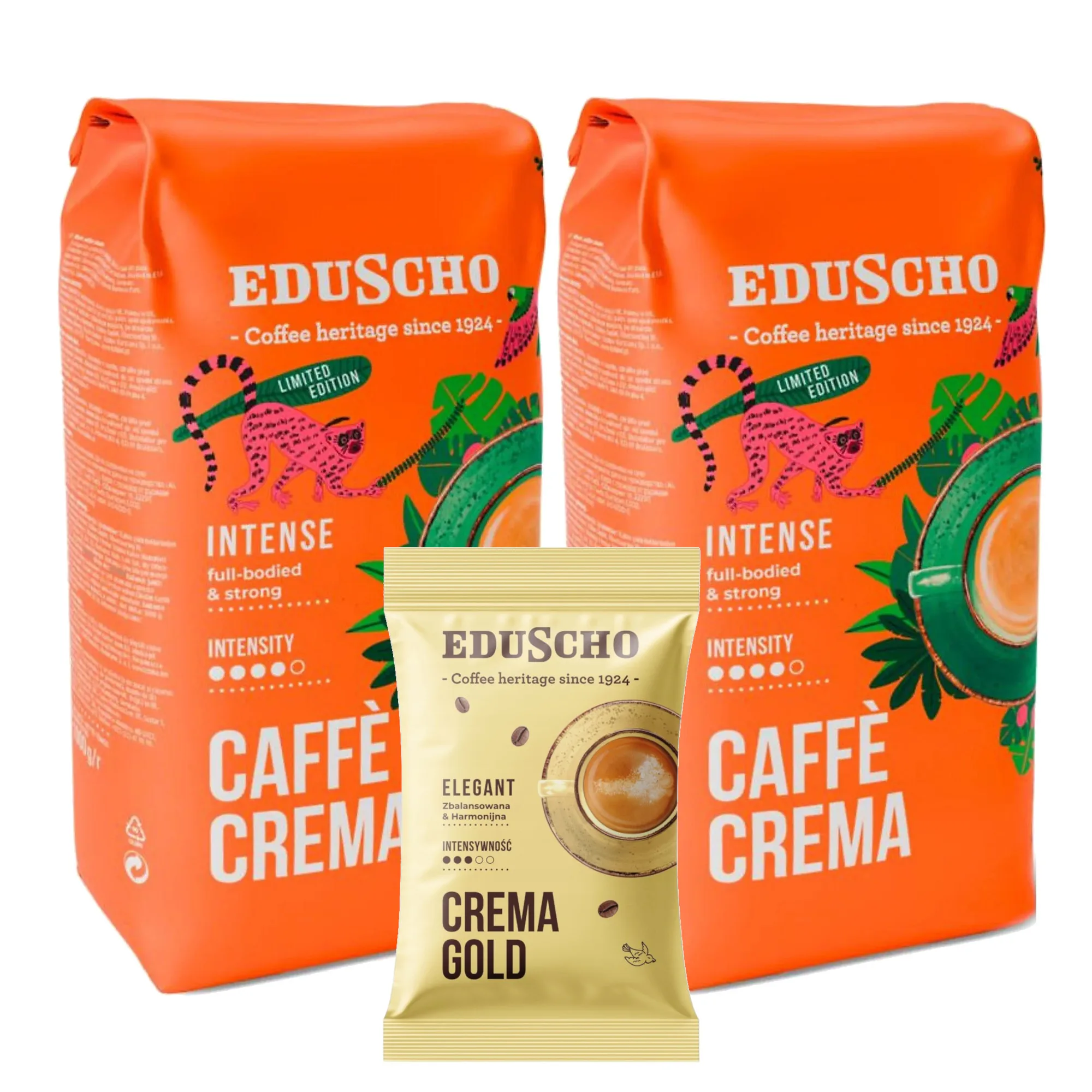 Kawa ziarnista EDUSCHO Caffe Crema Intense 2x1kg + GRATIS Crema Gold 100g