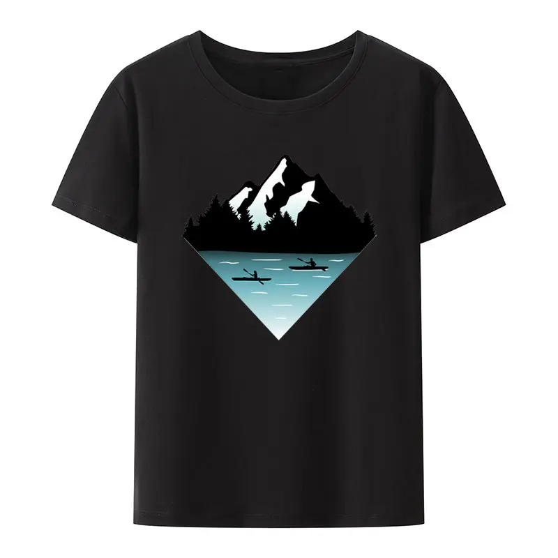 Mountain Forest Kayak Canoe Paddling Modal T Shirt Men Women Short Sleeve Breathable Cool Camisetas Creative Fashion Streetwear