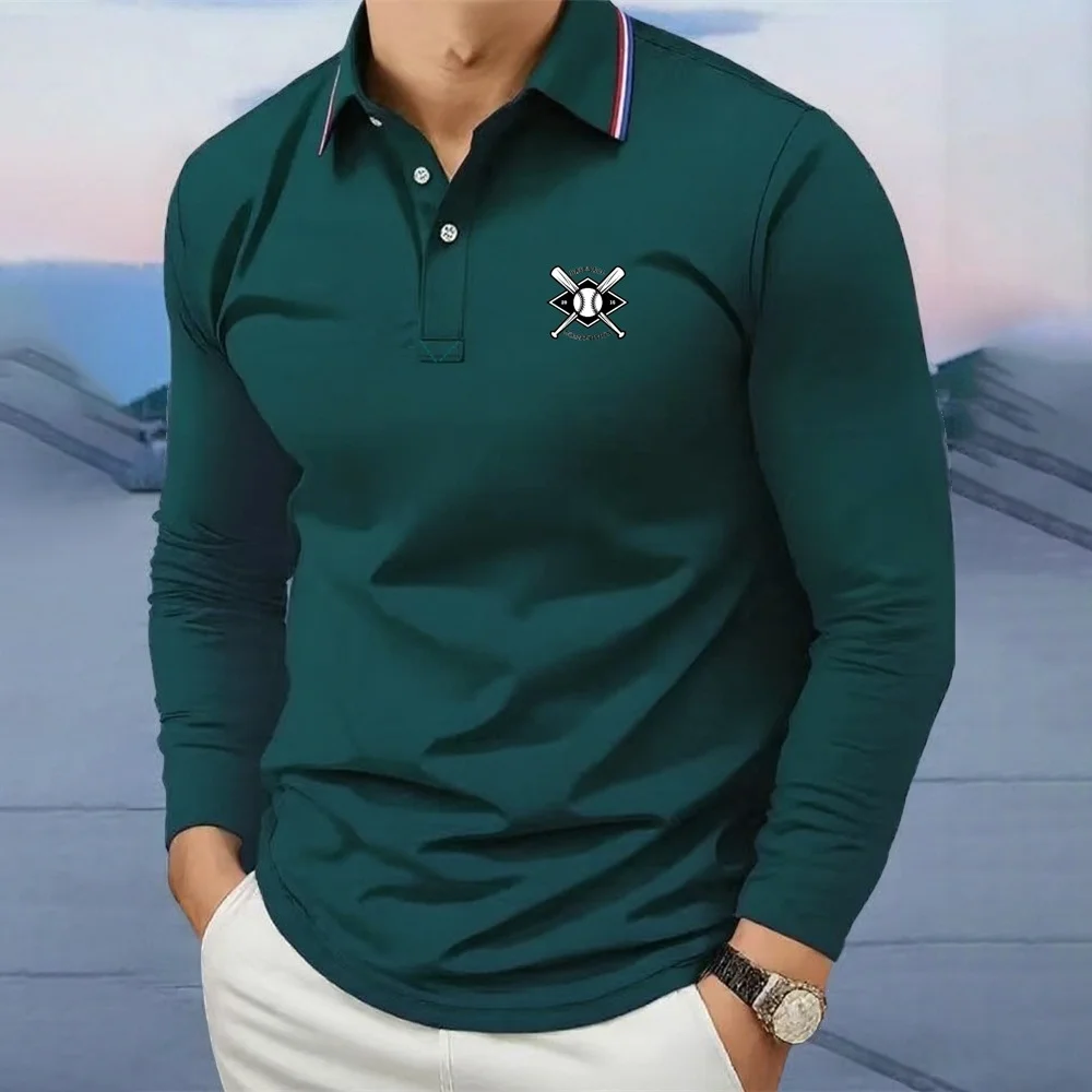 Men's Polo Long Sleeve Polo Shirts Collared Shirts Business Casual Business Athleisure Daily Wear 3D Print Buttons Spring Fall