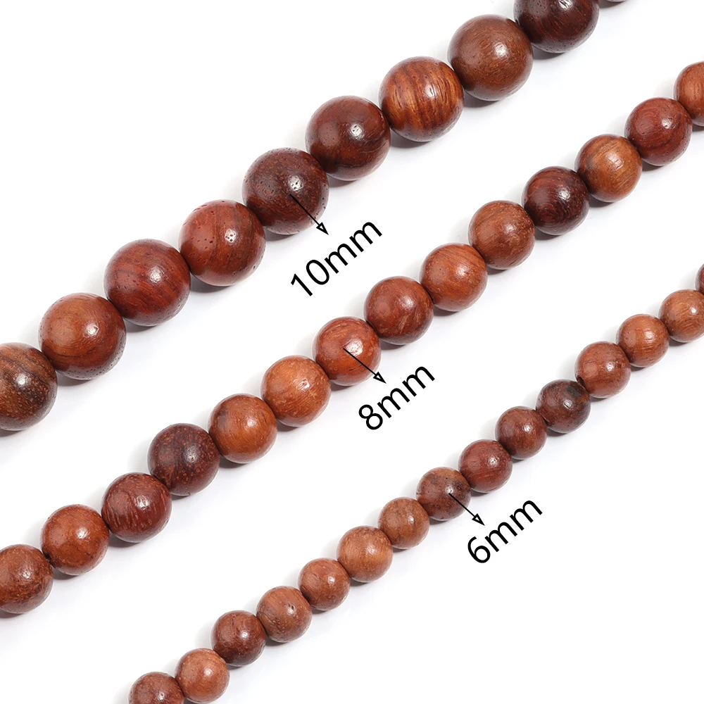 1 Strand Burmese Rosewood Beads 6/8/10mm Round Natural Wooden Beads Loose Spacer Bead For DIY Jewelry Making Bracelet Necklace