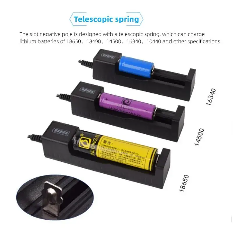 Multifunctional Lithium Battery Charger 3.7V Universal 1 Slot Smart Charger For 16340 14500 18650 26650 Rechargeable Batteries view 3