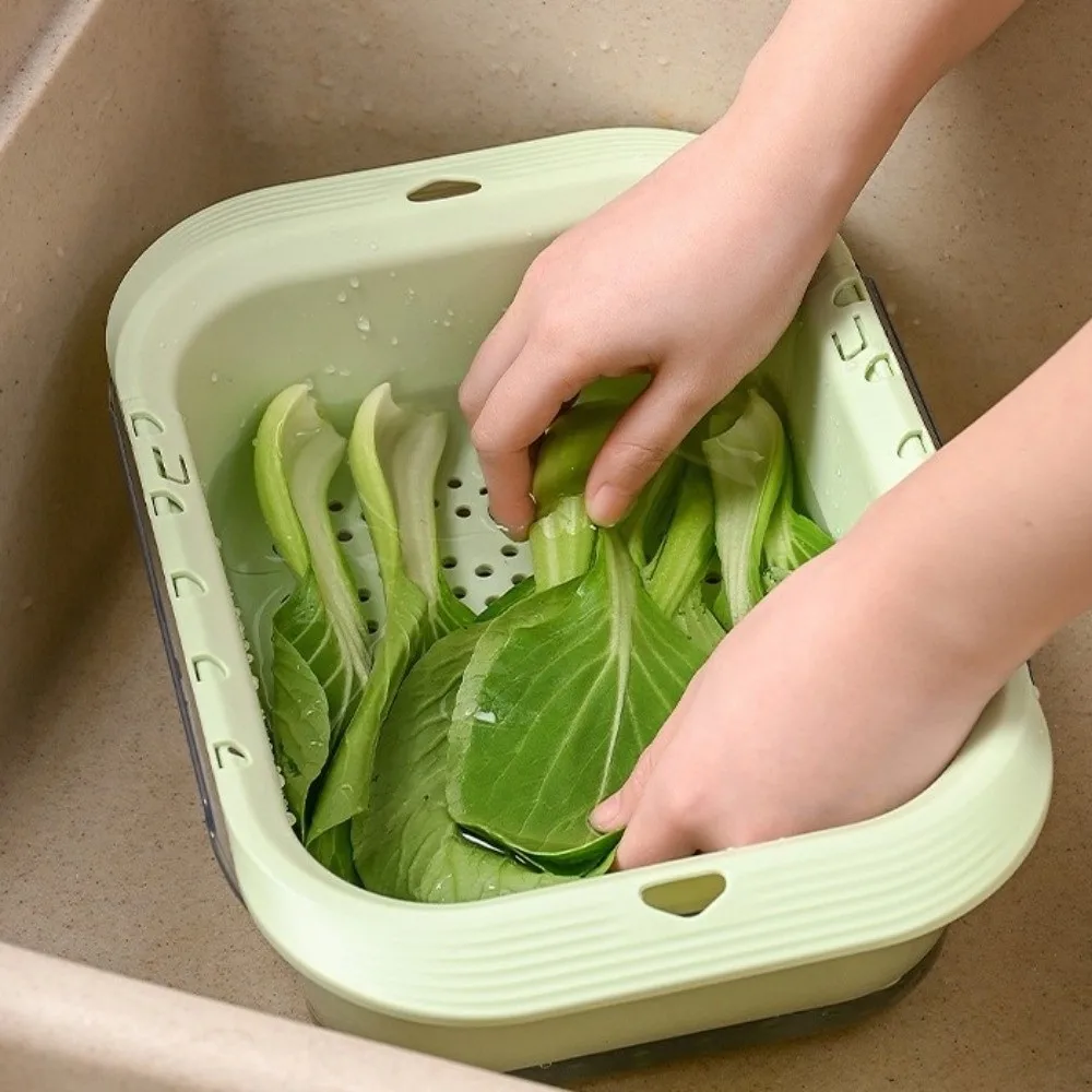 

Большая двухслойная корзина для слива с боковой ручкой, пластиковая корзина для мытья фруктов, выдвижная сетка-фильтр для раковины