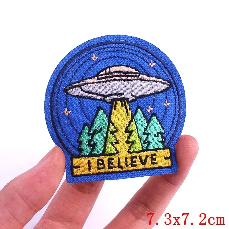 Van Gogh Oil Painting Embroidery Patch Alien UFO Patch Iron On Patches For Clothing thermoadhesive Patches On Clothes Jacket DIY