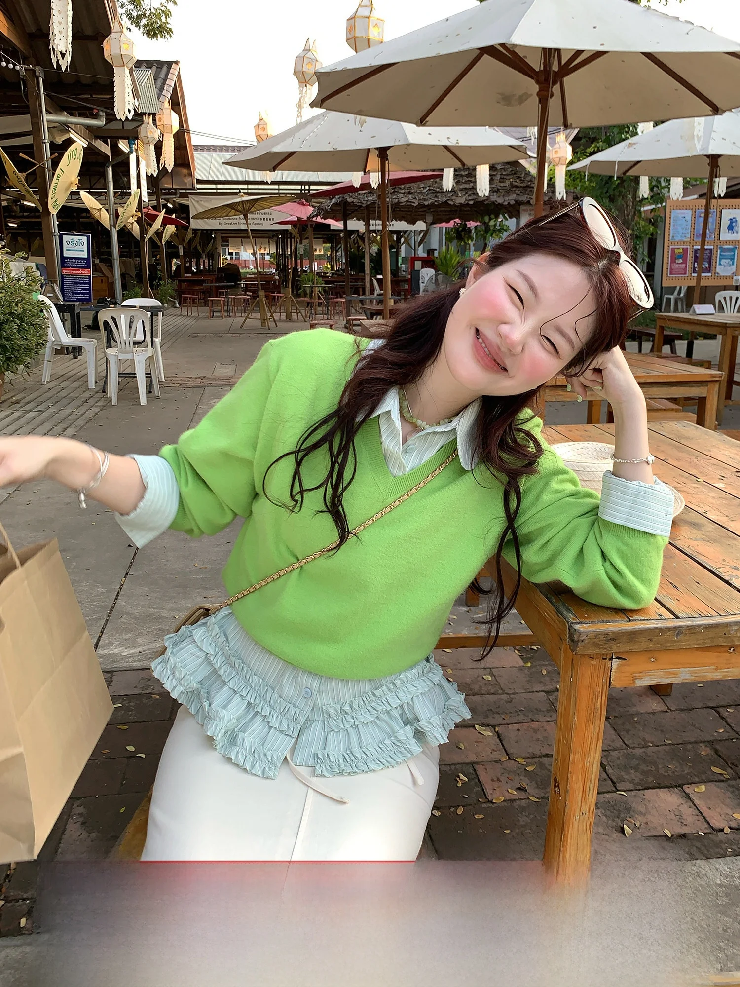 

Женский вязаный свитер Mango с длинным рукавом и V-образным вырезом, модный корейский стиль, универсальный, весна 2026, новинка