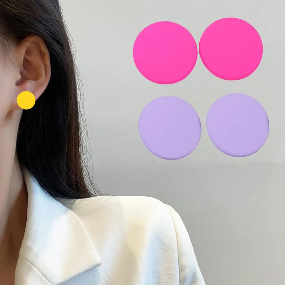 1 Pair Classic Women Stud Earrings  Geometric Acrylic Stud Earrings  Charm Big Round  Ear Studs Fashion Accessories