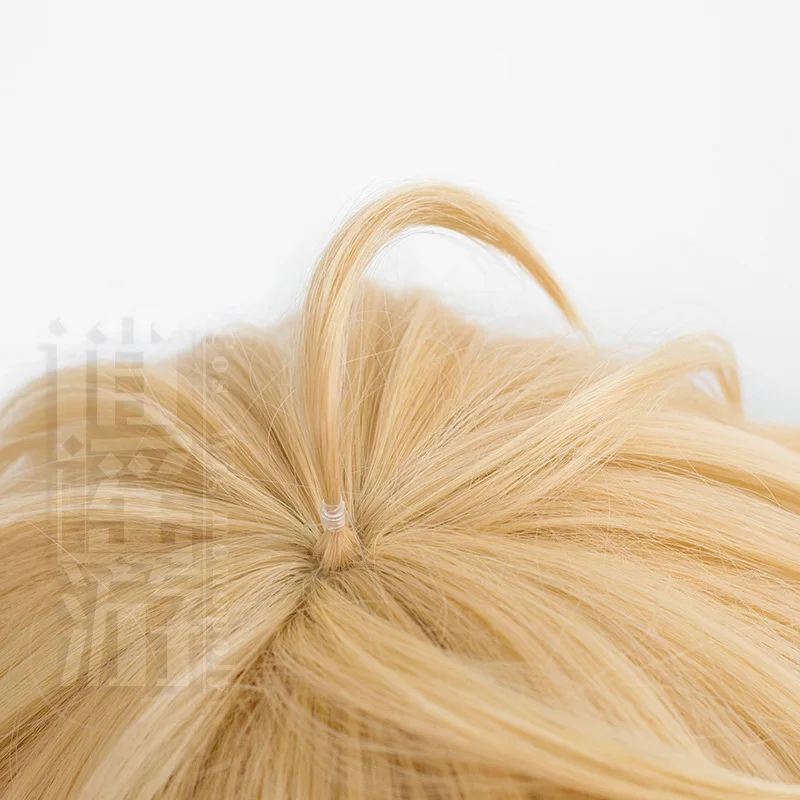 أنيمي كوينسي شعر مستعار تأثيري نو كرنفال 30 سنتيمتر الذهب قصيرة مقاومة للحرارة الاصطناعية الشعر هالوين حفلة تأثيري كوينسي الباروكات + غطاء شعر مستعار