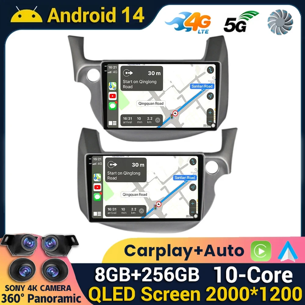 

Android 14 Carplay Auto Car Radio For HONDA FIT JAZZ 2007-2013 Multimedia Video Player Split Screen Head unit Stereo WIFI+4G DSP