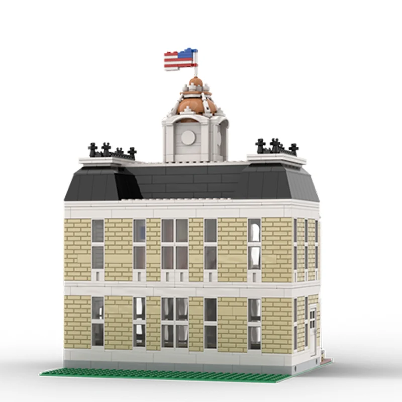 City Street View Modello MOC Mattoni da costruzione Luxury Street Town Hall Tecnologia modulare Regali Vacanza Assemblare Giocattoli per bambini Vestito