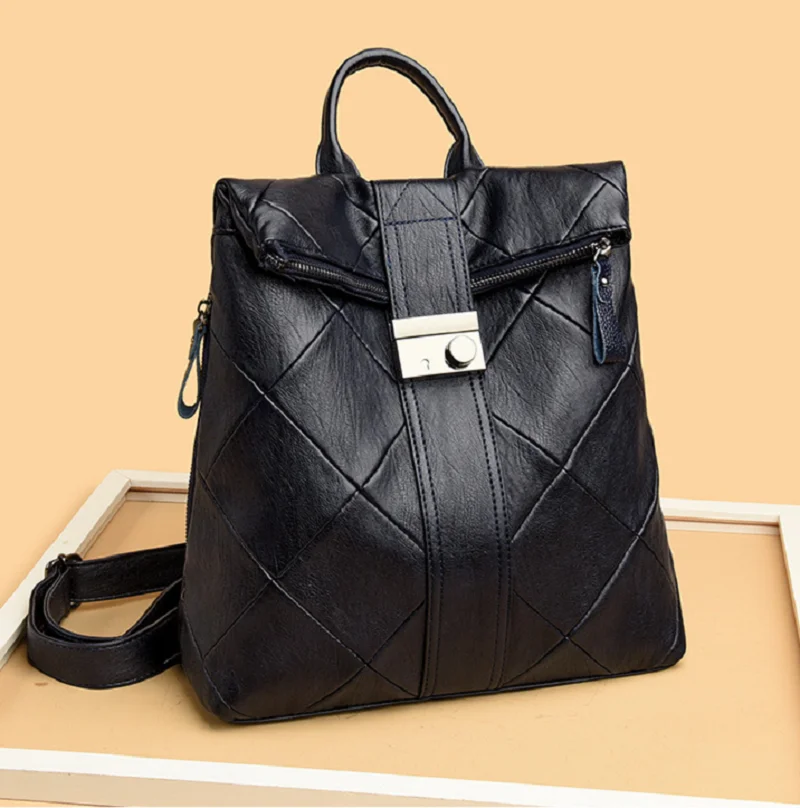 2025 New Women's Fashion Anti Theft Soft Leather Travel Backpacks High Capacity Shoulder Bags Totes Notebook School Bag