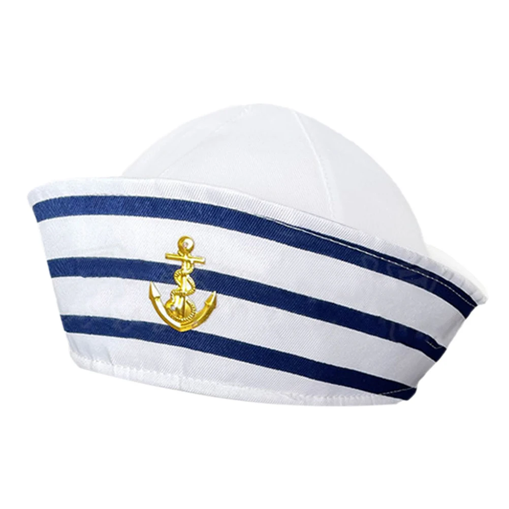 

Сине-белая полосатая матросская шляпа 58 см с морским куполом и полями, солнцезащитный костюм, вечерние аксессуары для косплея, морская шляпа