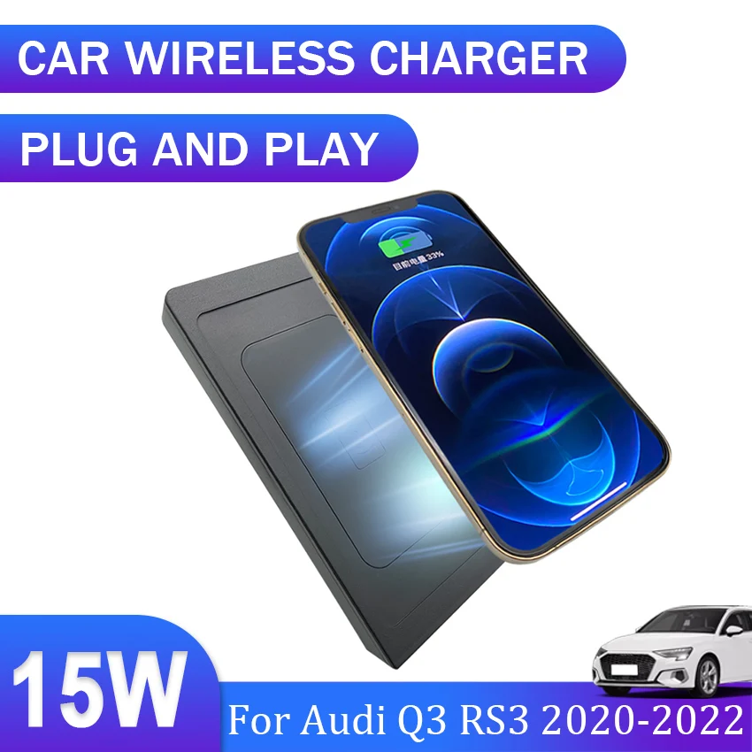 

Car induction charger For Audi Q3 RS3 2020 2021 2022 Wireless charger,Special on-board QI phone fast charging panel Accessories