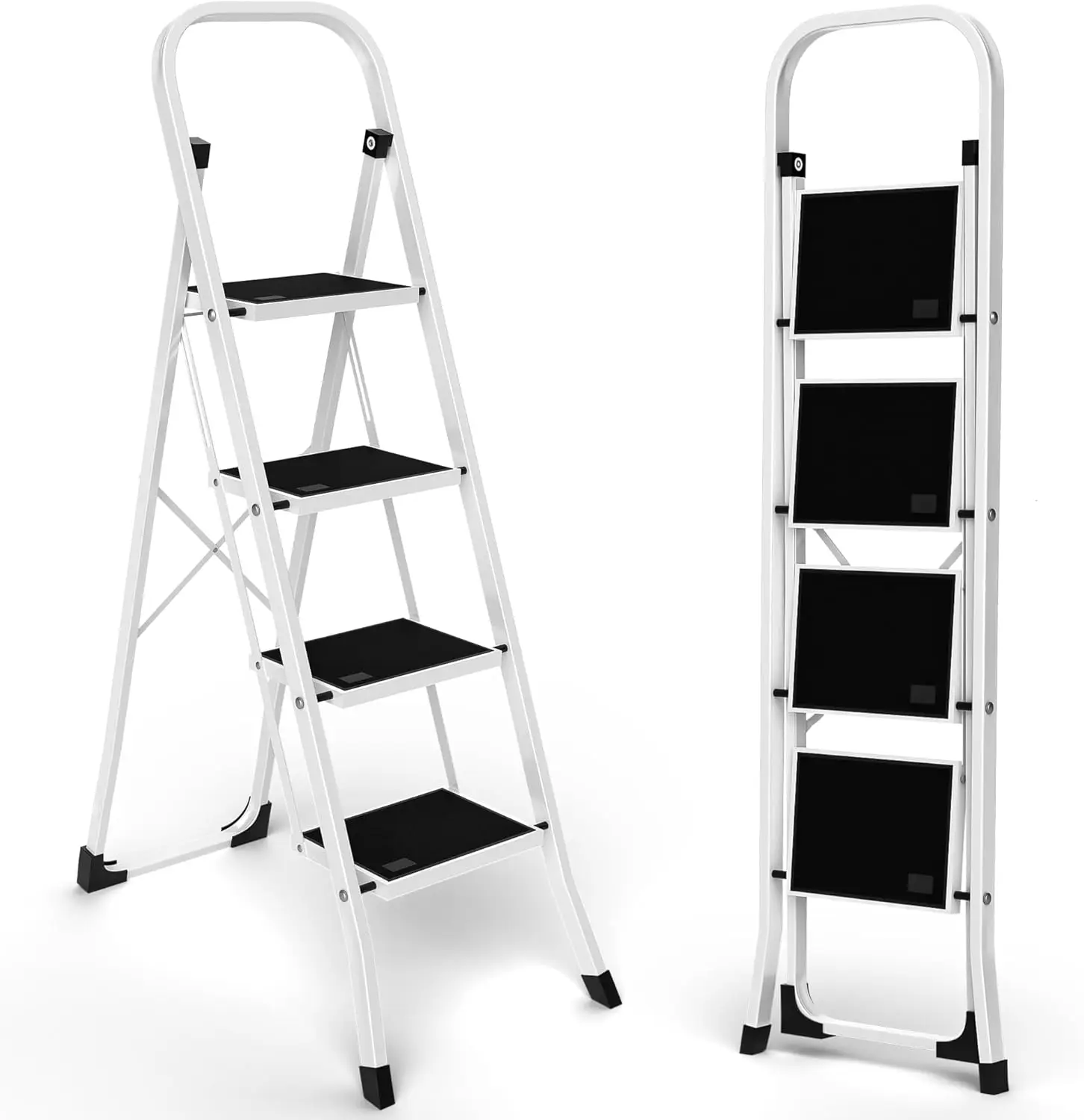 

Wide Anti-Slip Pedal, 330 lbs Load Capacity,Lightweight Tall Step Ladder for Closet,Kitchen,Office & Home,White