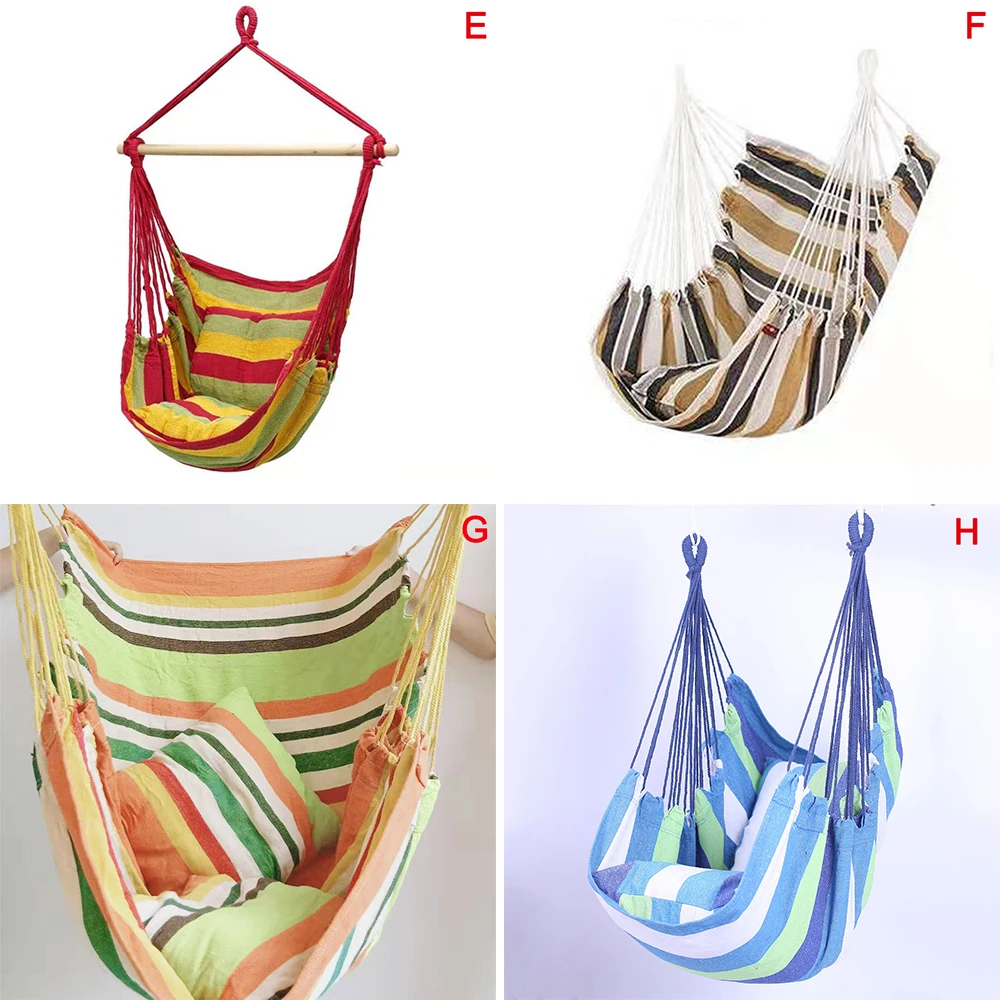 Outdoor Thicken Canvas Hammock Home Garden Leisure Camping Hunt Rest Stripe Hanging Bed Chair - zdjęcie 1