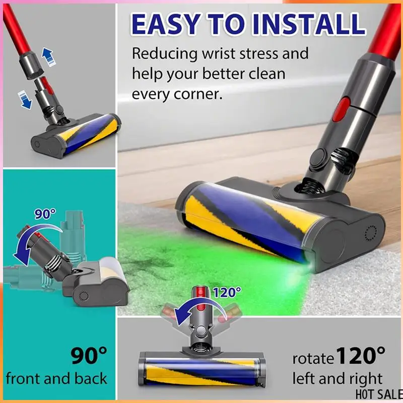 

A24R LED Soft Roller Clean Head For Dyson V7 V8 V10 V11 Vacuum Attachments Illuminating Dust And Debris For Hard Floor