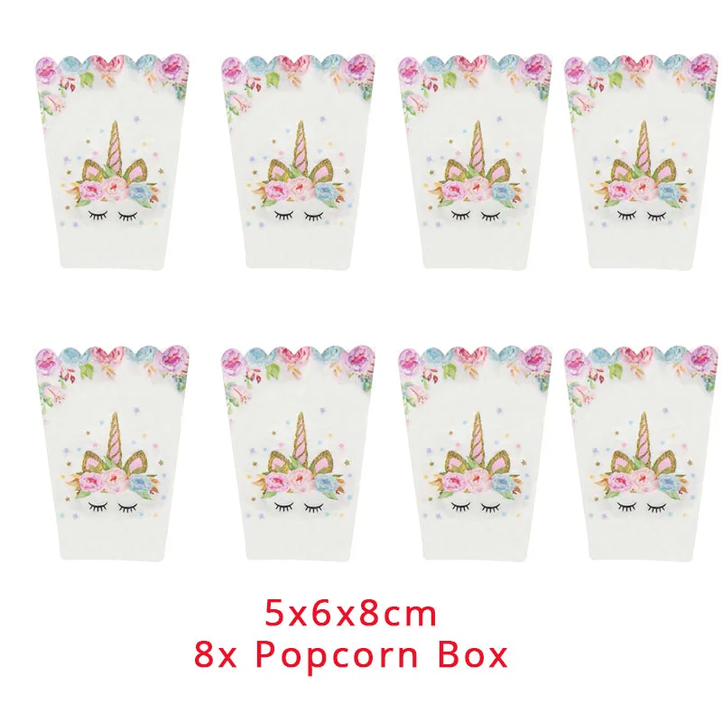 Unicorn Party Supplies Paper Popcorn Box Cookie Gift Box Bag Kids Unicorn Theme Birthday Party Decoration Baby Shower Supplies — zdjęcie 5