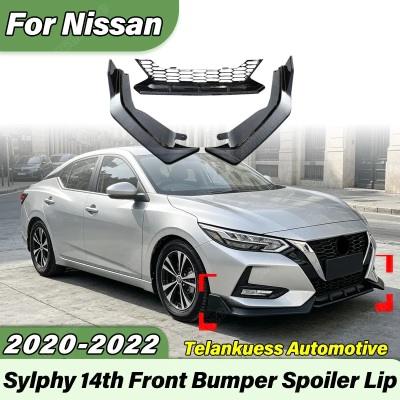 

For Nissan Sylphy 14th Gen 2020 2021 2022 Automobile Front Bumper Lip Sports Racing Front Chin Spoiler Body Modification Kit