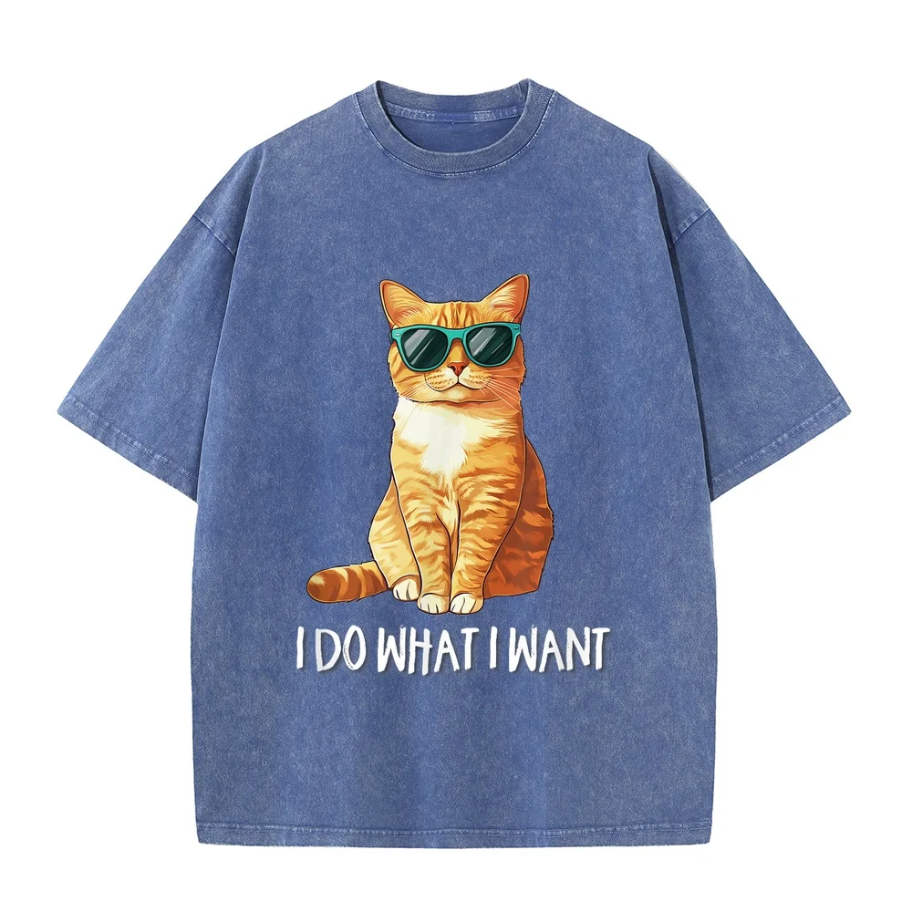 Mens Kids I Do What Want Sunglasses Orange Tabby Cat Lover T-Shirt Clothing T Shirts Man Streetwear Pet Owner Shirt Graphic Tee