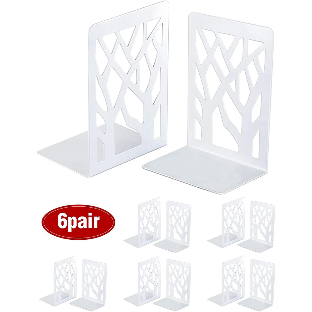 ฉากกั้นที่ใส่หนังสือชั้นหนังสือ6คู่ฉากกั้นที่ยึดหนังสือขาตั้งหนังสือสำหรับจัดระเบียบหนังสือ /cds สีขาว