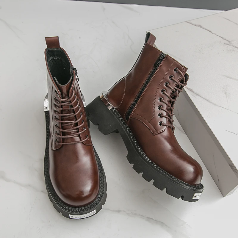 

Мужские высокие сапоги в стиле ретро, роскошные британские повседневные ботинки для работы, бизнеса, офиса, осенние и зимние ботинки, хит продаж, новинка на шнуровке